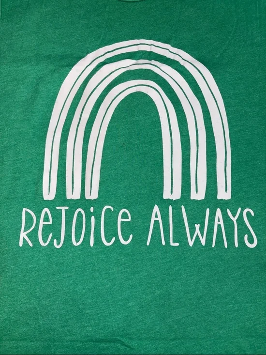 Bella Canvas Green Tee with White Rainbow Graphic - Picture 3 of 5